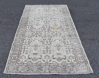 Vintage rug, Turkish rug, Wool rug 3.8 x 7.1 ft Tribal rug, Bohemian rug, Boho decor rug, Oushak rug, Handmade rug, Area rug RLO1890