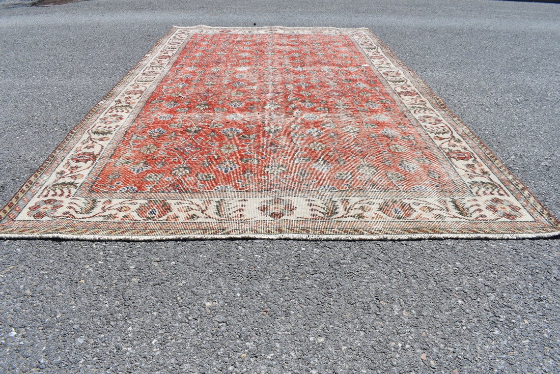 Vintage Red Floral Rug Turkish Rug Handmade Rug Large Rug - Etsy