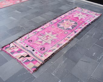 Herki runner rug, Turkish herki rug, Vintage handmade rug, Home decor, Bohemian rug, Boho rug, Hallway rug, Floor rug 3.1 x 10.1 Ft RL8617