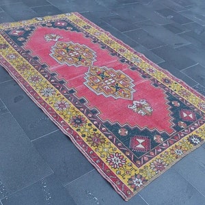 oushak rug, colorfull rug, vintage rug, turkish rug, Free Shipping 3.9 x 6.8 ft boho decor rug, floor rug, area rug, floral rug, RL8209