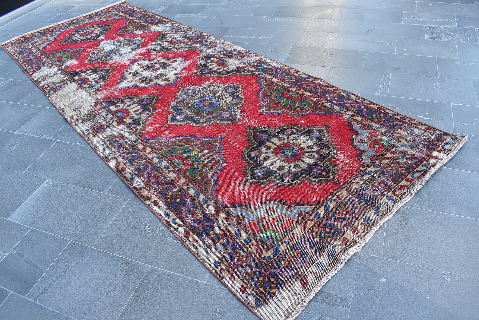 Bohemian Rug, Turkish Rug, Vintage Rug, Area Rug Free Shipping 4.7 X 12 ...
