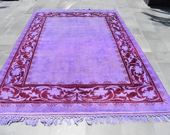 Overdyed rug, Diningroom decor rug, Vintage rug, Turkish rug, 6.3 x 9.7 ft Old rug, Wool rug, Boho rug, Large rug, Handmade rug RL7950
