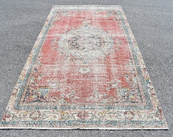 decorative rug, wool rug , red area rug, oversize rug, 4.8 x 9 ft dining room rug, handknotted rug, floor rug, home decor rug, RL7016
