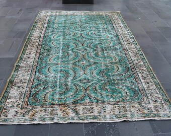 purple color hallway rug, vintage rug, turkish rug, rustic runner rug, bohemian rug, Free Shipping  5.8 x 9.2ft , oushak rug , RL9390