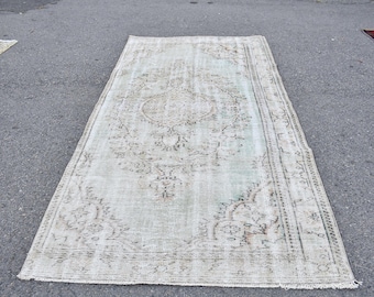 Rustic rug, Vintage rug, Turkish rug, Handmade rug, Oversize rug 4.6 x 9 ft Oushak rug, Bohemian rug, Oriental wool rug, Boho decor RL8955
