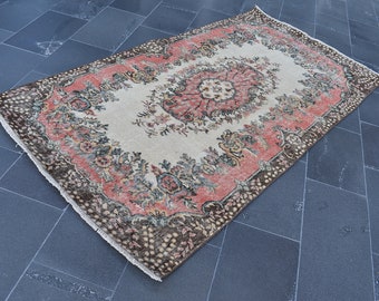 vintage unique colors turkish rug, bohemian rug FREE SHIPPING 4 x 7.4 ft decorative rug, area rug, floor rug, handmade rug,wool rug RLO0859