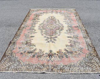 Turkish rug, Handmade rug, Vintage rug, Bohemian rug, Home decor, Oriental rug, Oushak decor, Bedroom decor rug, Carpet 5.9 x 9.7 ft RL9132