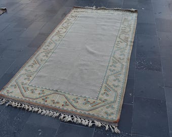 blue rug , turkish rug, vintage rug , bohemian rug Free Shipping 4.1 x 8.1 ft home decor rug, handknotted rug , dowry rug , wool rug RL9377
