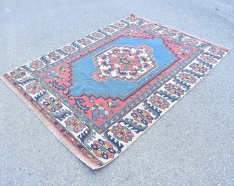 faded color turkish rug area rug boho decor rug bedroom rug kitchen rug Free Shipping 5.1 x 6.9 ft oushak rug rustic decor carpet RLO1635