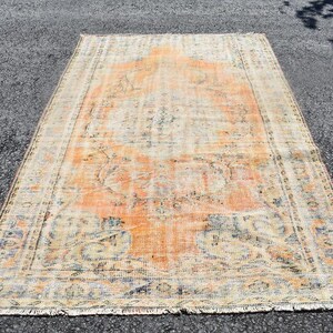 zeldzaam vintage Turks design tapijt, boho tapijt, oushak-tapijt, gratis verzending 5,4 x 8,9 ft interieurtapijt, wollen tapijt, boho-tapijt RL8702