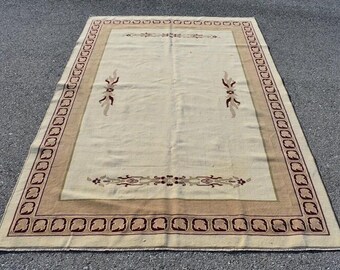 Handwoven rug, Turkish rug, Vintage rug, Home decor, Bohemian rug, Boho decor, Aztec rug, Oriental rug, Art deco rug 5.3 x 8.1 ft RL8560