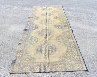 Turkish rug, Vintage rug, Runner rug  4.4 x 11.3 ft Aztec  rug, Oriental rug, Bohemian rug, Anatolian rug , Boho rug, Hallway rug RL8490