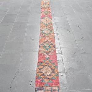 Herki runner rug, Anatolian rug, Vintage rug, Turkish rug, Herki rug, Handmade rug, Runner rug, Boho rug, Hallway rug, 0.9 x 11.6 ft RLO0009