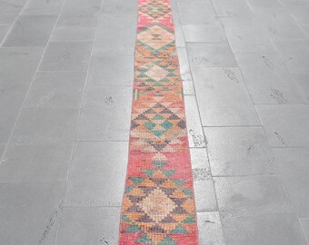 Alfombra de corredor Herki, alfombra de Anatolia, alfombra vintage, alfombra turca, alfombra Herki, alfombra hecha a mano, alfombra Runner, alfombra Boho, alfombra de pasillo, 0,9 x 11,6 pies RLO0009