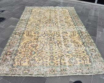 special rug, turkish rug, large rug, vintage oushak rug, Free Shipping 6 x 9.4 ft ottoman rug anatolian rug, natural wool rug RLO0684