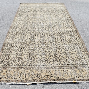 Turkish brown rug, Large area rug, Vintage rug, Diningroom rug 4.9 x 10.1 ft Oriental rug, Wool rug, Boho rug, Organic rug, Old rug RLO0494