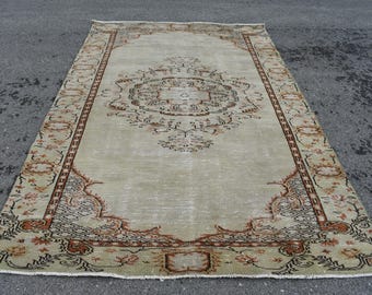 Dywan vintage, dywan turecki, dywan ręcznie robiony, duży dywan, dywan anatolijski, 5,5 x 8,9 stopy dywan orientalny, dywan boho, dywan wełniany, wystrój boho RLO0431