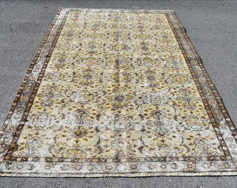 Vintage area rug, Turkish rug, Ottoman rug, Bedroom wool rug, Boho decor, Oriental rug, Rustic decor rug, Handmade rug, 5.9 x 9.5 ft RL6409