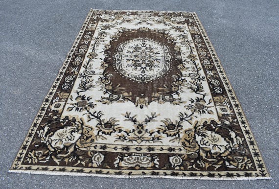Free Shipping boho decor rug, orange rug, ethnic rug, area rug, 5.2 x 8.9 ft handknotted floor rug, turkish rug , area rug , RL7096