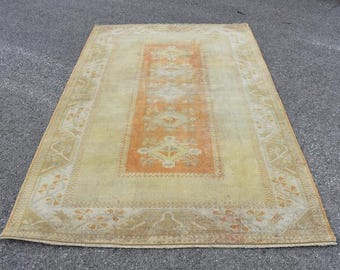 turkish rug, vintage rug, oushak rug, boho decor rug Free Shipping 5.3 x 8.0 ft  turkey rug, livingroom rug, floor rug , area rug RL2053