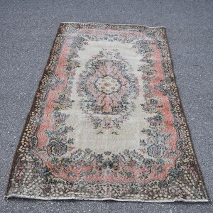 Turks vloerkleed, boho-tapijt, kleurrijk tapijt, wollen tapijt, Oushak-tapijt gratis verzending 3,9 x 7,2 ft decortapijt, slaapkamertapijt, vintage tapijt RL9291