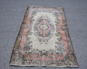 Dywan turecki, dywan boho, kolorowy dywan, dywan wełniany, dywan Oushak, darmowa wysyłka, 3,9 x 7,2 stopy, dywan dekoracyjny, dywan do sypialni, dywan vintage RL9291