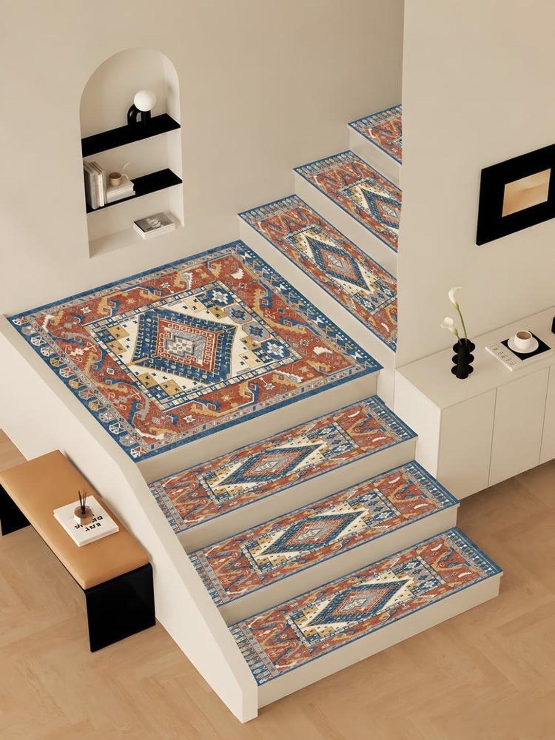 Merida Stair Rug Stair Tread Step Rug, Wooden Cover Protector, Bunk Stair Mat, Turkish ...