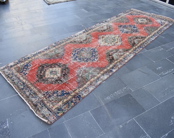 Herki runner rug, Vintage rug, Turkish rug, Hallway rug 4.1 x 12.2 Ft  Tribal rug, Wool rug, Boho decor rug, Oushak rug, Handmade rug RL7114