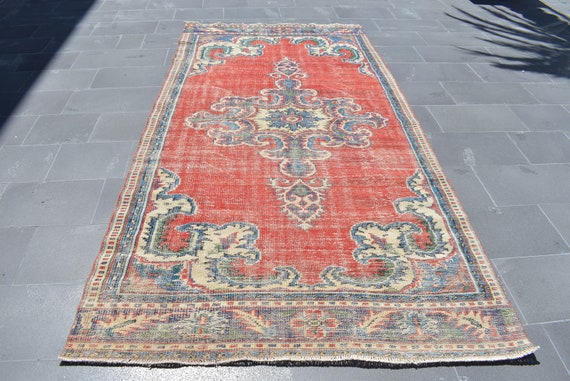 Vintage Rug Rosegold Rug, Turkish Rug, Runner Rug, 4.9 X 9.6