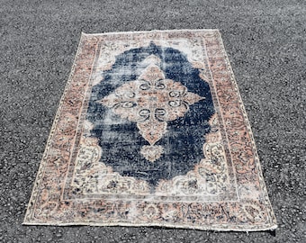 Small area rug, Vintage rug, Turkish rug, Doormat rug 3.7 x 6.1 ft Bathmat rug, Oriental rug, Home decoration, Handmade wool rug RL8715