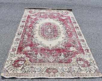 Alfombra vintage hecha a mano, alfombra grande naranja, alfombra turca, decoración del hogar, alfombra bohemia, decoración bohemia, alfombra natural, alfombra, 1,5 x 2,7 m RL9279