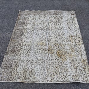 Oushak rug, Turkish rug, Vintage rug, Handmade rug, Floor wool rug, Bedroom decor, Boho home, Bohemian rug, Home decor, 3.9 X 5.2 Ft RL8902