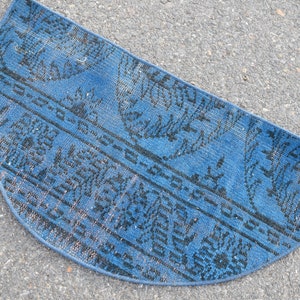 Tapete vintage, tapete turco semicircular, tapete feito à mão, decoração boho, tapete anatólio, tapete de área, tapete pequeno, tapete Oushak, tapete de lã 2,7 x 1,4 pés RL6817