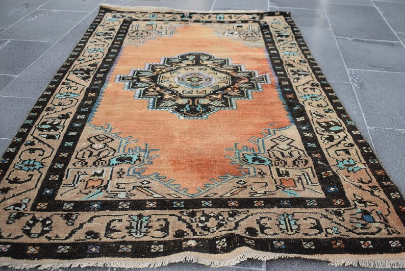 Bohemian rug, Vintage large rug, Turkish rug, Livingroom rug, 3.2 x 5.6 ft, Anatolian rug, Decorative rug, Wool rug, Kitchen rug, RLO1149 image 4