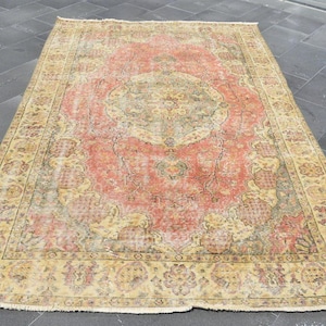 turkish rug, area rug, vintage rug, handmade rug, 5.2 x 8.5 ft bedroom rug, oriental decor rug, aztec rug, nomadic rug, wool rug, RLO0590