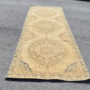 aztec runner rug, vintage area rug, floor rug, turkish rug, entryway rug Free Shipping 4.5 x 12.3 ft oushak rug, anatolian rug, rugs, RL9326