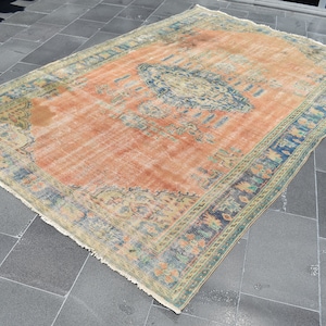 Turkish wool rug, Vintage rug, Ottoman rug, Large size rug, Bohemian decor rug  6.2 x 9.7 ft  Oriental rug, Art deco rug, Carpet, RLO0677