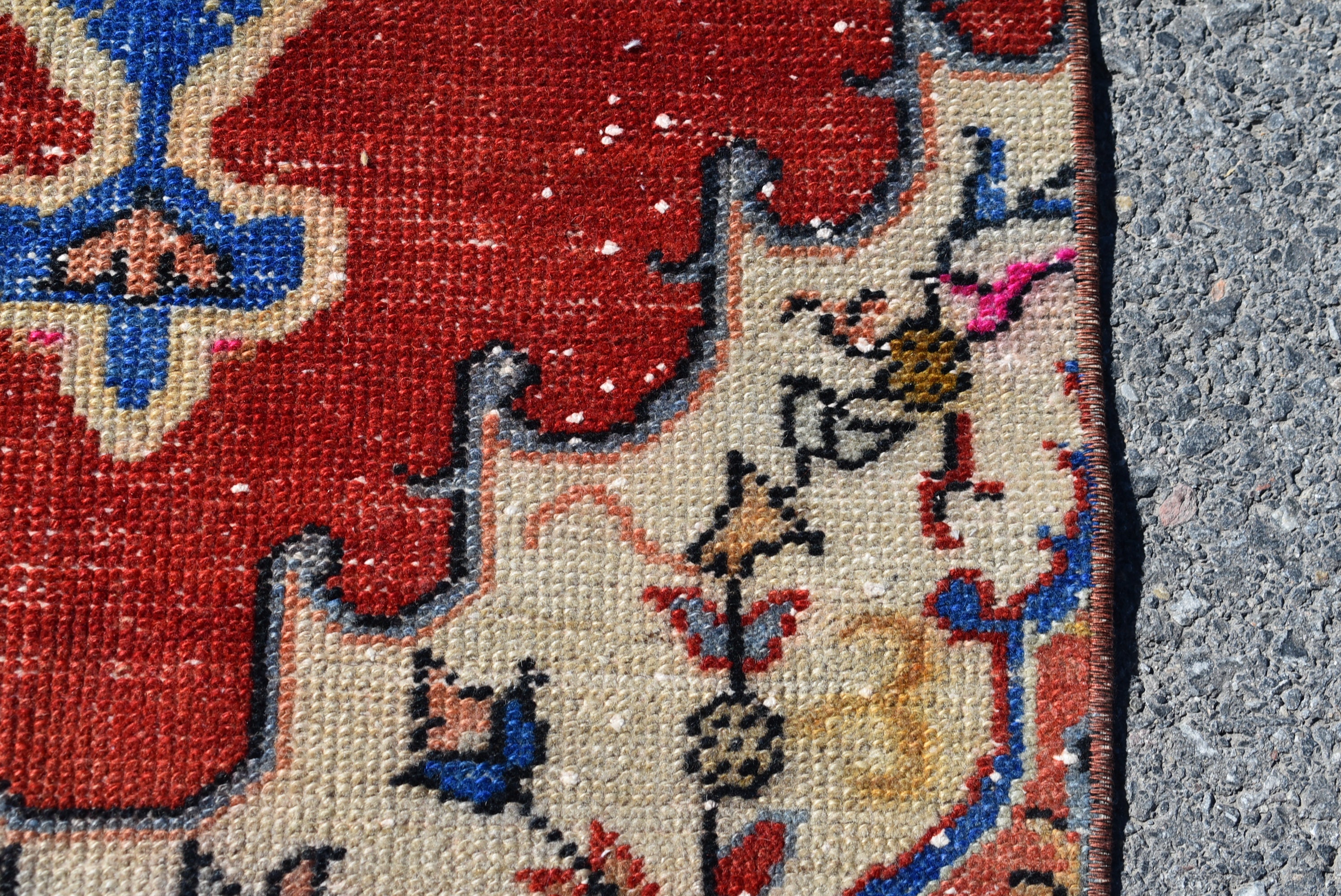 Turkish area rug Red and blue rug Handmade rug Vintage home Etsy