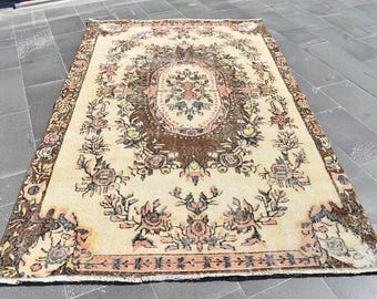 Turkish rug, Vintage rug, Tribal area rug, House rug, Boho decor, Rustic rug, Dining room rug, Bohemian rug, Aztec rug, 5.2 x 8.4 ft RLO0909