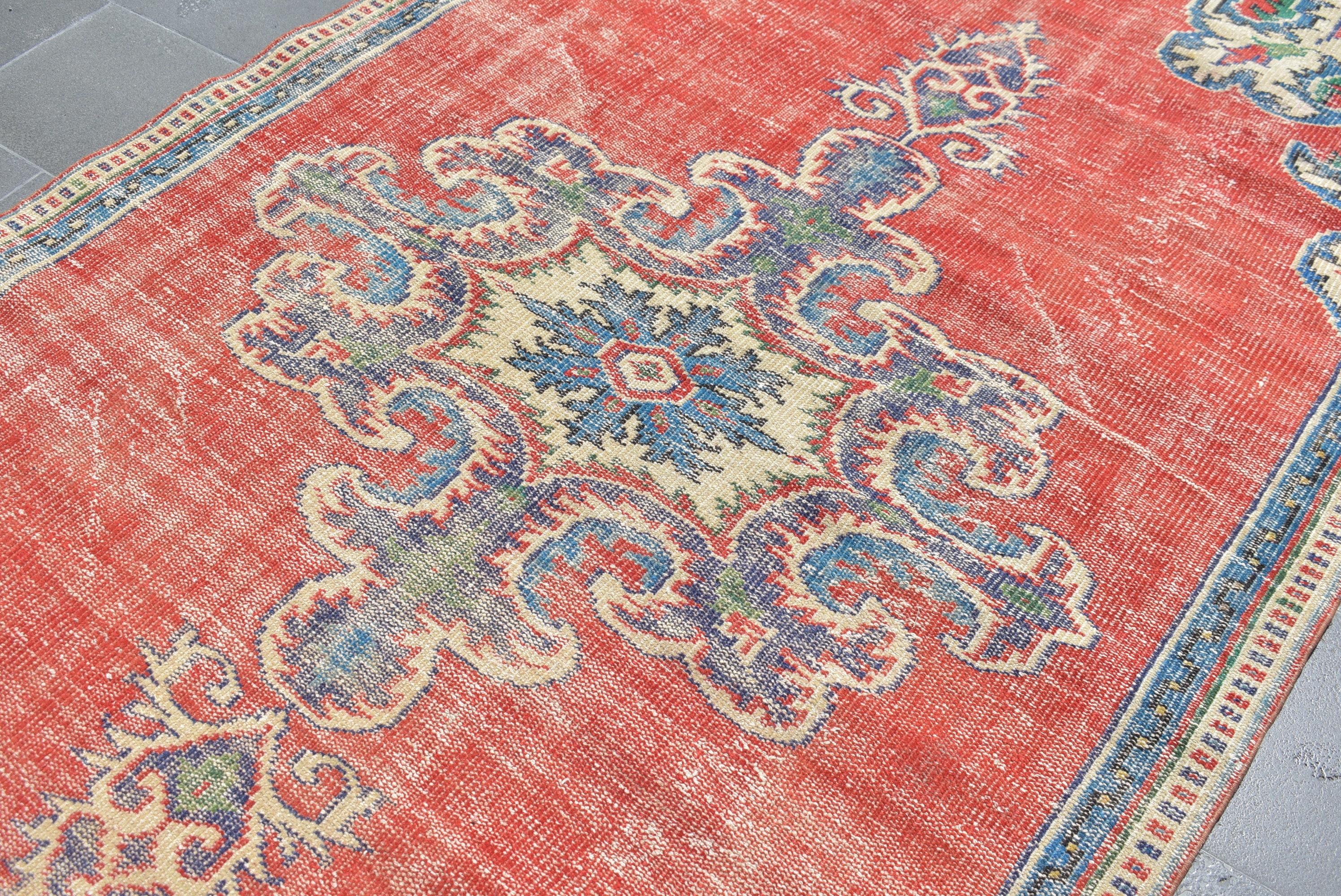 137×123 “Rose quartz”ViNTAGE TURKiSH RUG 4' x 10' Red Turkish Vintage Rug - 4339 | Rugreform