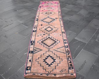 Herki rug, Vintage rug, Turkish rug, Hallway rug 2.7 x 12.4 ft Art deco rug, Boho decor rug, Rustic rug,  Old rug, Handmade rug, RL8282