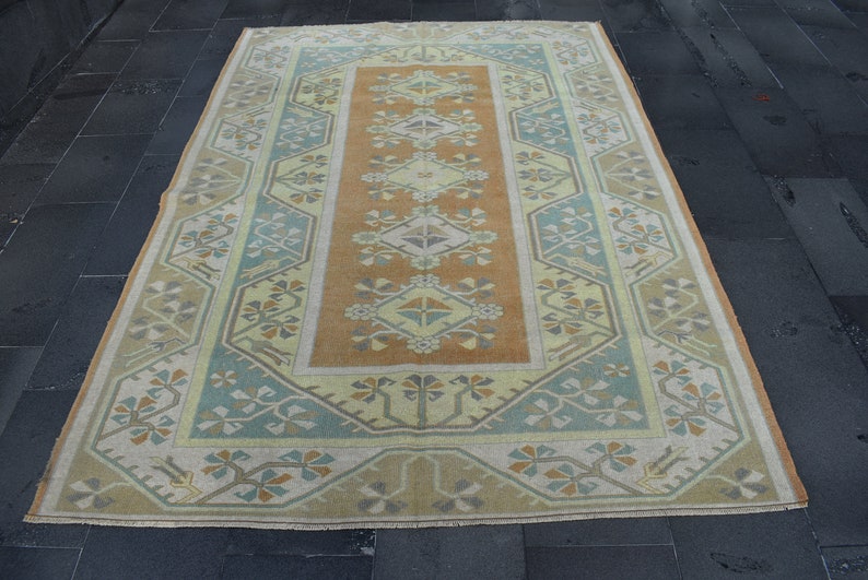 colorful turkish rug, area rug, bohemian rug, Free Shipping 5.5 x 7.8 ft turkey rug, entryway rug, boho rug , bathroom rug, RL8260 image 2