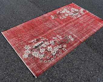 Bedroom rug, Turkish rug, Handmade rug, Vintage rug, Home decor, Floral rug, Rustic decor, Anatolian rug, Kitchen rug 3.6 x 6.6 ft RL6642