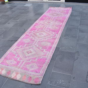 Boho decor rug, Herki runner rug, Vintage rug, Turkish rug, Hallway rug 3.1 x 11.6 ft Tribal rug, Wool rug, Stair rug, Handmade rug RL8586