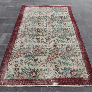 Blumenmuster türkischer Teppich, vintage oushak Teppich Kostenloser Versand 4,2 x 2,5 ft anatolischer Teppich, Teppich, Azteken Teppich RL7023