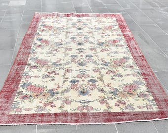 Dywan boho, dywan turecki, dywan ręcznie robiony, dywan vintage, wystrój domu, duży dywan, rustykalny wystrój kuchni, dywan do sypialni, 5 x 8,5 stopy RLO0774