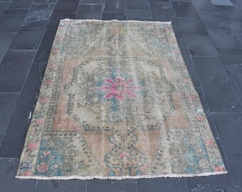 Turkish rug, Vintage handmade rug, Area rug, Oushak rug, Rustic decor, Bohemian rug, Home decor, Boho decor, Carpet, 4.2 x 6.3 ft RLO1957