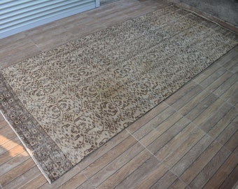 Vintage Aztec Wool Runner Rug, 4.3 x 9.5 ft, Bohemian Turkish Rug