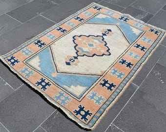 No.27 ヴィンテージラグ　L　トルコ　マット turkish rug　大判 ヴィンテージラグ、ドアマット、トルコラグ、ハンドメイドラグ 2.9 x