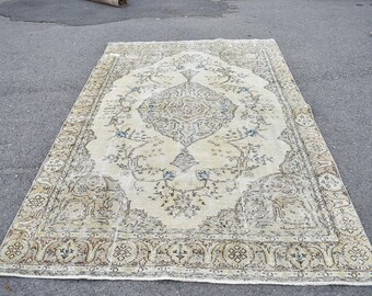 oushak rug, vintage large rug, turkish rug, handmade rug, diningroom rug, natural rug, home decor rug, boho decor rug, 5.8 x 9.5 ft RL8954